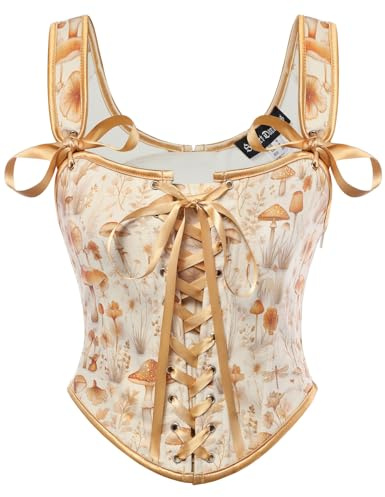 SCARLET DARKNESS Corsetto Rinascimentale Scollo U Bustier Lacci Floreale