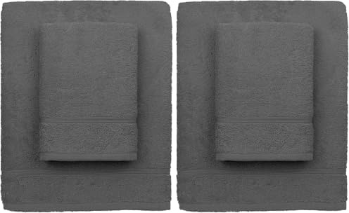 zer0bed, Asciugamani Bagno Lilla, Set 2 Asciugamani Bagno, Asciugamano Viso, Asciugamano Bidet, Tinta Unita, Antracite, 100% cotone, Set 2 pezzi (Confezione da 2)