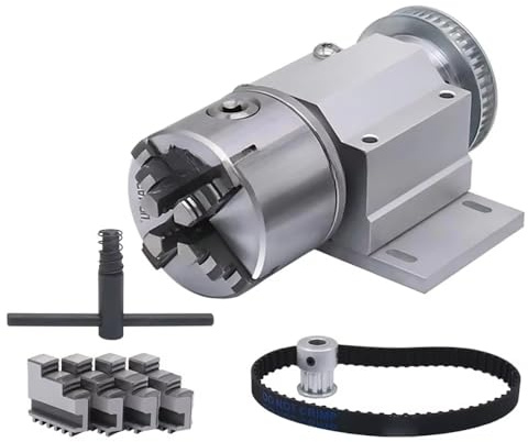 Toplionace Mini Drehbank Spindelset mit 4 Backen Futter, 80mm Selbstzentrier Durchgangslochfutter