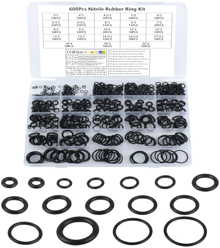 600 Pcs Rubber O Rings Assorted Seal Kit, 18 Sizes, Oring Set for Plumbing | Rubber Washers for Mixer Taps, Pressure Tap Washers Gaskets, Car Auto Air or Gas Sealings
