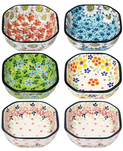 Pilikoll 6 Piezas Cuencos Cuadrados para Salsas Square Dipping Bowls Porcelana Cuencos Cuadrados para Salsas de Porcelana Cuencos Pequeños Salsa Soja Cuadrados para Ketchup,Condimento,Frutas,Helados