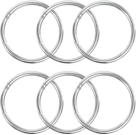 6 Stück Karabiner Rund 75 mm, Groß Zinklegierung Schlüsselring Universeller Schlüsselanhänger Federspaltringe, Schlüsselring O Ring für Taschen Schlüsselanhänger Kunsthandwerk