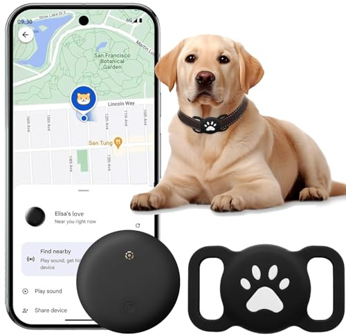 Haustier-Tracker für Android-Handys mit Halsbandhülle, Bluetooth-Tracker, austauschbare Batterie, IP68 wasserdicht für Hunde/Katzen, kompatibel mit Google Find Hub (nur Android, kein GPS), 1 Stück