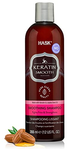 HASK Keratin Smoothing Shampoo for all hair types, colour safe, gluten-free, sulfate-free, paraben-free - 1 355 ml Bottle