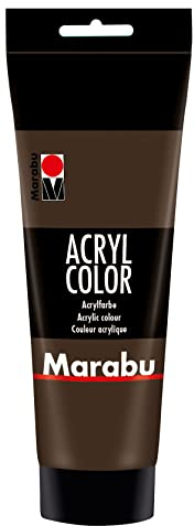 Marabu 12010025045 - Acryl Color dunkelbraun 225 ml, cremige Acrylfarbe auf Wasserbasis, schnell trocknend, lichtecht, wasserfest, zum Auftragen mit Pinsel und Schwamm auf Leinwand, Papier und Holz