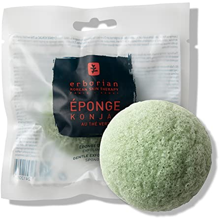 Erborian - Green Tea Konjac Sponge - Eco-Friendly Cleaning, Purifying, Mattifying and Exfoliating Face Sponge - Korean Skin Care - 1 Unit