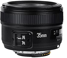 Objetivo Yongnuo YN-35mm F/2 para cámaras DSLR Nikon - Auto Enfoque AF/MF Blanco