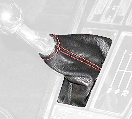 RedlineGoods Schaltsack Manschette kompatibel mit Chevrolet Corvette C3 1968-76. Maßgeschneidert - Nicht universell. Echtes Top Qualitat Italienisches Alcantara. Schwarz mit Rotem Faden