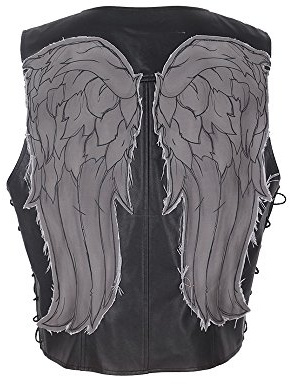 Cosplay.fm Men's Cosplay Faux Leather Angel Wings Vest Motorcycle Vest Halloween Costume, Black, One size
