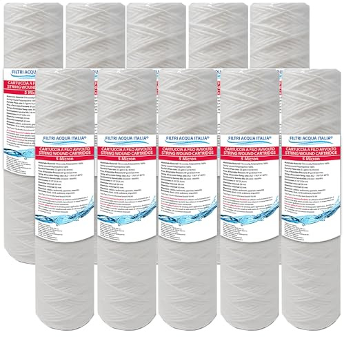CARTUCCIA FILTRO ACQUA FILO AVVOLTO 10 POLLICI MICRON 5 Set 10 Pezzi