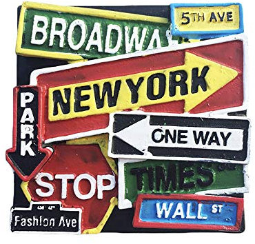 New York Straßenschild 3D USA Kühlschrankmagnet Tourist Travel Souvenirs Handgemachte Harz Handwerk Magnetische Aufkleber Home Küche Dekoration Kühlschrankmagnet Sammlung Geschenk