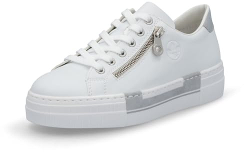 Rieker Femme Baskets N49C2, Dame Baskets Basses,Semelle intérieure Amovible,Chaussures de Rue,Loisirs,Sport,Blanc (Weiss / 81),38 EU / 5 UK