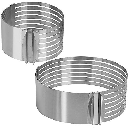 KEILEOHO Tortenschneider-Set aus Edelstahl, verstellbar, 7-lagig, Brotschneiderring mit jeweils einem Durchmesser von 15,2–20,3 cm und 22,9–30,5 cm hoch