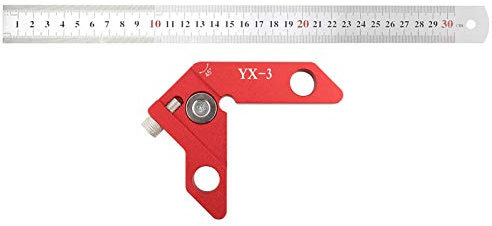 YX-3 Center Line Scriber,45/90 Degrees Angle Line Caliber Ruler Measuring Tool,Woodworking Center Scriber Finder