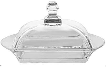 Mantequillera de Vidrio con Tapa - Tazón Multiusos para Servir conservas y postres - Elegante cristalería para el hogar y la Cocina de 6 Pulgadas (Color: B)