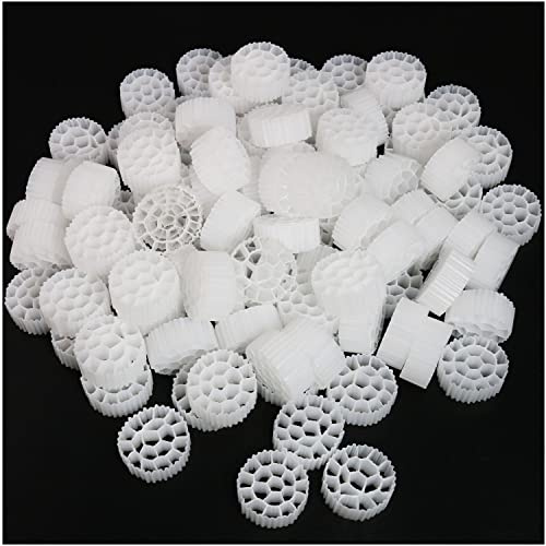 LUORNG 100pcs Aquarium Fish Tank Koi Pond Plastic Biochemical Filter Media for Fish Tank Sump Koi Pond Aquaponics Aquaculture Hydroponics Diameter 25mm, White