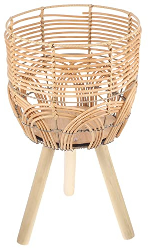 Cabilock Bambus Pflanzgefäß mit Standbeinen, Geflochtene Struktur, Beige | Rustikaler Stil für Zuhause, Vielseitig Einsetzbar, Hält Pflanzen Erhöht, Natürliche Optik