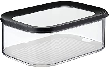 Mepal Caja de queso Modula – 2000 ml – Nevera para queso y queso rebanado – Con inserto anticondenas – Apto para lavavajillas, plástico, negro, 22,4 x 16 x 8,6 cm