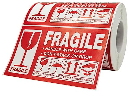 NUOBESTY Fragile Care Stickers Warning Label Sticker Labels for Shipping Handle Care Package Decals