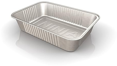 Ninja XSKTRYLRXL Woodfire Large Grease Tray Liners, Compatible with OG800 and OG900 Series, 5.91'' X 8.66'' X 1.97'', Pack of 10 Disposable Aluminum Foil Drip Pan, Silver