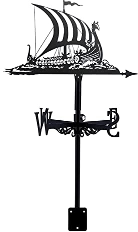 EICOFF Dekorative Windfahne, Metall-Wetterfahne, Wikinger-Schlachtschiff-Wetterfahne mit Rostschutzbeschichtung, Windrichtungsanzeiger, Wetterhahn für den Außenbereich, für Bauernhof, Garten, Hofde