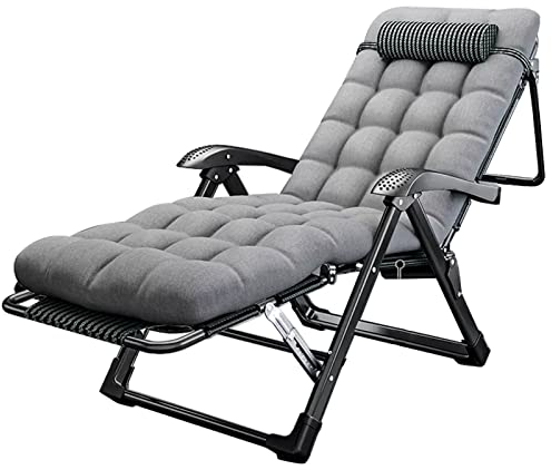 Extrabreiter Garten-Liegestuhl, gepolsterte Sonnenstühle mit Kissen | Zero Gravity Chairs, klappbare Liegestühle für Erwachsene, Büro, Camping, Terrasse, Strand, Pool