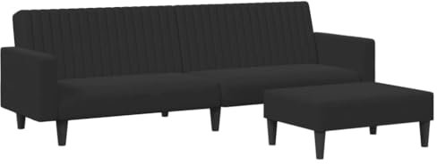 HETFTJN Sofa Wohnzimmer Schlafcouch Sofas & Couches Lounge Sofa - 2-TLG. Sofagarnitur Schwarz Samt für Relaxationsraum Sitzzimmer Büro Hotelzimmer