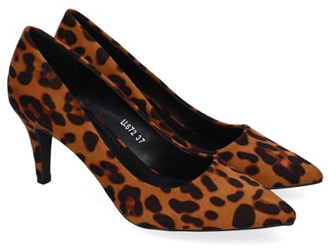 Zapato de Salon con Tacon de Mujer, Estampado Animal Print, Diseno Elegante y Punta Fina.