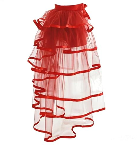 Mluiov Victorian Tulle Bustle Skirt Steampunk Tie On Tutu Overskirt Costume Cosplay Long Maxi Rave Festival Outfits Red