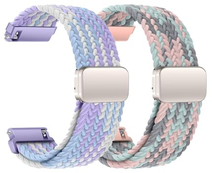 KUBFDL Nylon Uhrenarmband 22mm 20mm 18mm Elastisch Armband mit Magnetisch Verschluss für Damen Herren Schnellverschluss Smartwatches Ersatzarmband Verstellbares Atmungsaktive Sport Uhrenarmbänder