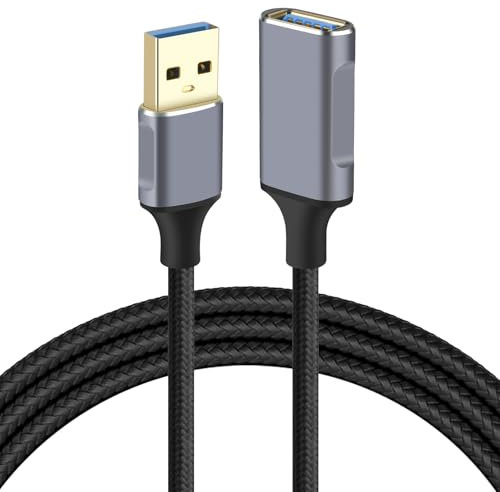 AXFEE USB 3.0 Extension Cable 2M, USB Type A Male to A Female Extender, 5Gbps Data Transfer Fast Charge USB Extension, Compatible with Printer, Keyboard, Mouse, Card Reader, Hard Drive, Scanners
