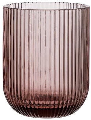 Baroni Home Set 6 pz di Bicchieri in Vetro Colorati e Decorati con Righe in Rilievo 30 CL, Bicchieri Eleganti Lavabili in Lavastoviglie, 8x8x10 cm, Rosa