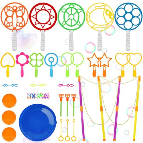 Bolle di Sapone Giganti, 30 Pezzi Bacchette Bolla Gigante Set Bolle Giganti per Bambini Juegos de Jardín Gadget Compleanno Bambini per Giocattoli Estivi Allaperto Feste Kit Matrimonio