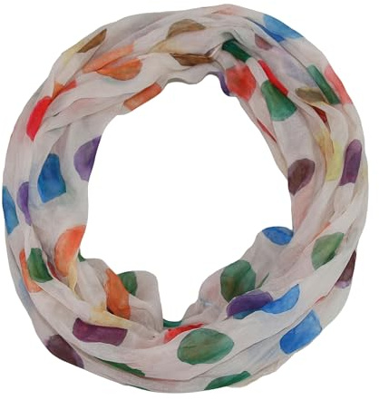 beybey® Damen Seide Loop Schal in herrlichen Farben und ein Batik Punkte Loopschal zum Verlieben Seidenschal (dx creme)