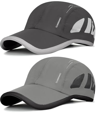 AYPOW 2-pack snabbtorkande baseballkeps unisex, lätt andningsbar packbar löparhatt, solskydd sommarvisir sportmössa, ostrukturerad justerbar basebollkeps män kvinnor utomhus vandring klättring