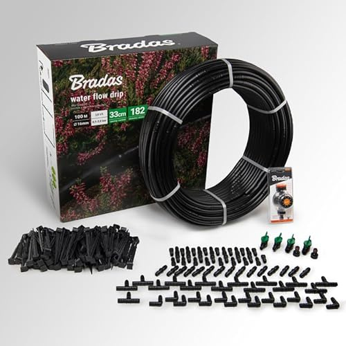 PULLMER Tropfschlauch bewässerung Set mit Wasserdurchflussuhr, Bewässerungsschlauch 50m micro drip system, Tropfbewässerung, Tröpfchenbewässerung