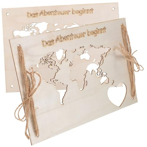 DOITOOL 1Set Wooden Craft Embellishment Unfinished Wooden Cutouts with Jute Twine for Projects Home Decor and