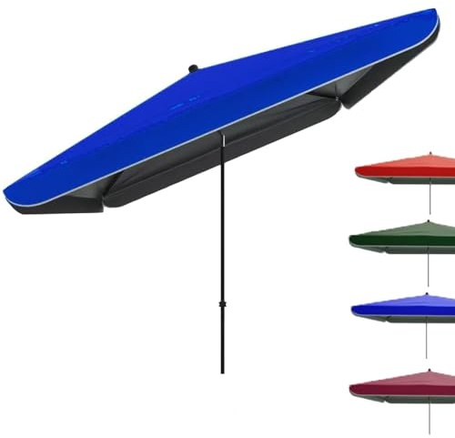 Parasol de marché d'extérieur rectangulaire à hauteur réglable, parasol de table résistant au vent, 2,2 x 2,8 m, bleu, parfait pour le jardin et la plage