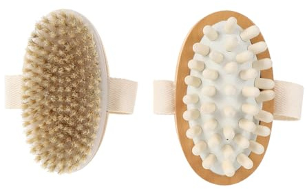 GALPADA 2 piezas Cepillos de Exfoliación Corporal de Madera para Masaje y Cuidado Cepillo Seco y Húmedo para Ducha y