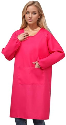 Delantal de cocina para mujer con bolsillos grandes, manga larga, delantal para cocinar, hornear, limpiar, trabajar, delantal de cocina, delantal de cocina, barbacoa, barbacoa para papá, hombres y