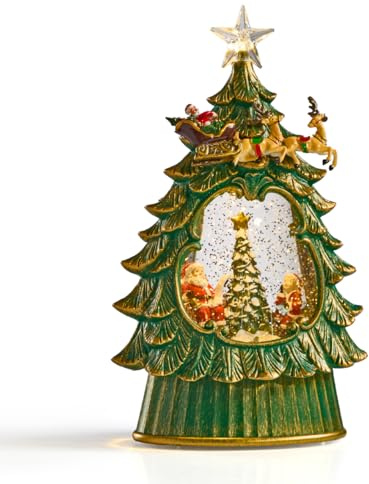 The Christmas Workshop Light-Up Snow Globe/Festive Design with Swirling Glitter and Warm White LED Glow/Battery or Mains Powered (Christmas Tree)