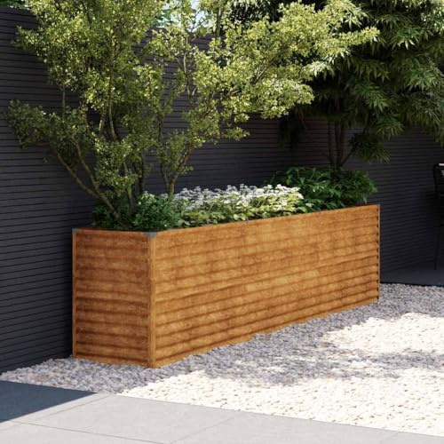 HaoChrymec Aiuola Rialzata in Acciaio Corten, con Bordi Sicuri e Supporto Interno, Cassoni per Orto Rialzato, Orto Rialzato da Esterno, per Giardino e Balcone, Colore Ruggine, 291.50.69 cm