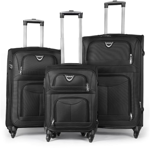 MERCURY TEXTIL - Juego de Maletas 3pcs de Tela (Negro)
