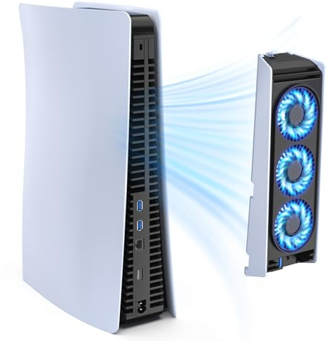 Upgraded Cooling Fan for PS5 Console,Quiet & Efficient Cooler with LED Light and USB 3.0 Port, Dual-Speed PlayStation 5 Cooling System for Disc & Digital Edition (Not for Slim/Pro)