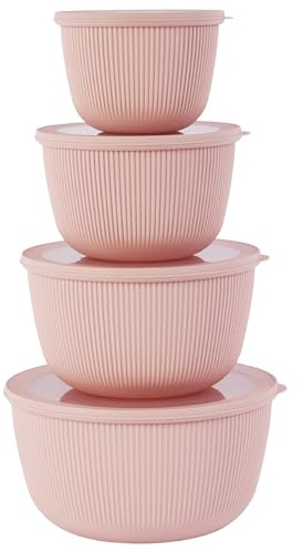 BoxedHome Salatschüssel mit Silikon Deckel 8tlg., BPA-FREE Kunststoff, Rosa