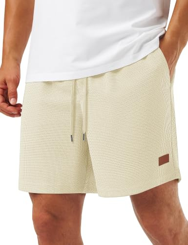 TACVASEN Mens Shorts Casual Lightweight Waffle Sports Workout Sweat Shorts | Summer 5 Inch Beach Short with Pockets Stretch Gym Shorts