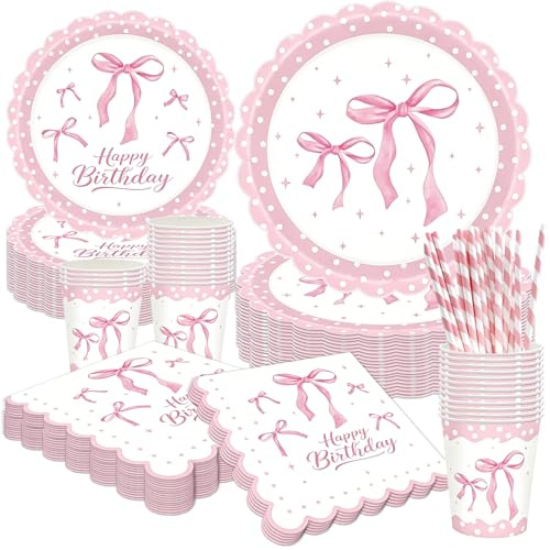 Rosetter dekoration födelsedag, rosa festservis set med papperstallrikar servetter pappersmuggar sugrör, födelsedag födelsedagsdekoration rosa fest tallrik papperstallrik och muggar set för födelsedag