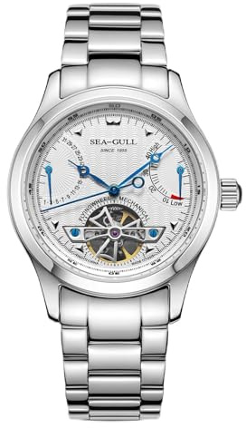Seagull Herren-Armbanduhr, automatisch, mechanisch, blanko, Edelstahl, Schwungrad, Kalender, Datum, Synthetisches Saphirglas, Zifferblatt, 39 mm, Business-Uhren