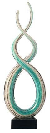 Leonardo 064114 Rotate 38 cm - Scultura in Vetro, 38 cm, Colore: Bianco/Turchese