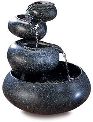 Zingz & Thingz Zen Collection Resin Tabletop LED Water Fountain, Four-Tier, 9.5x9.5x10